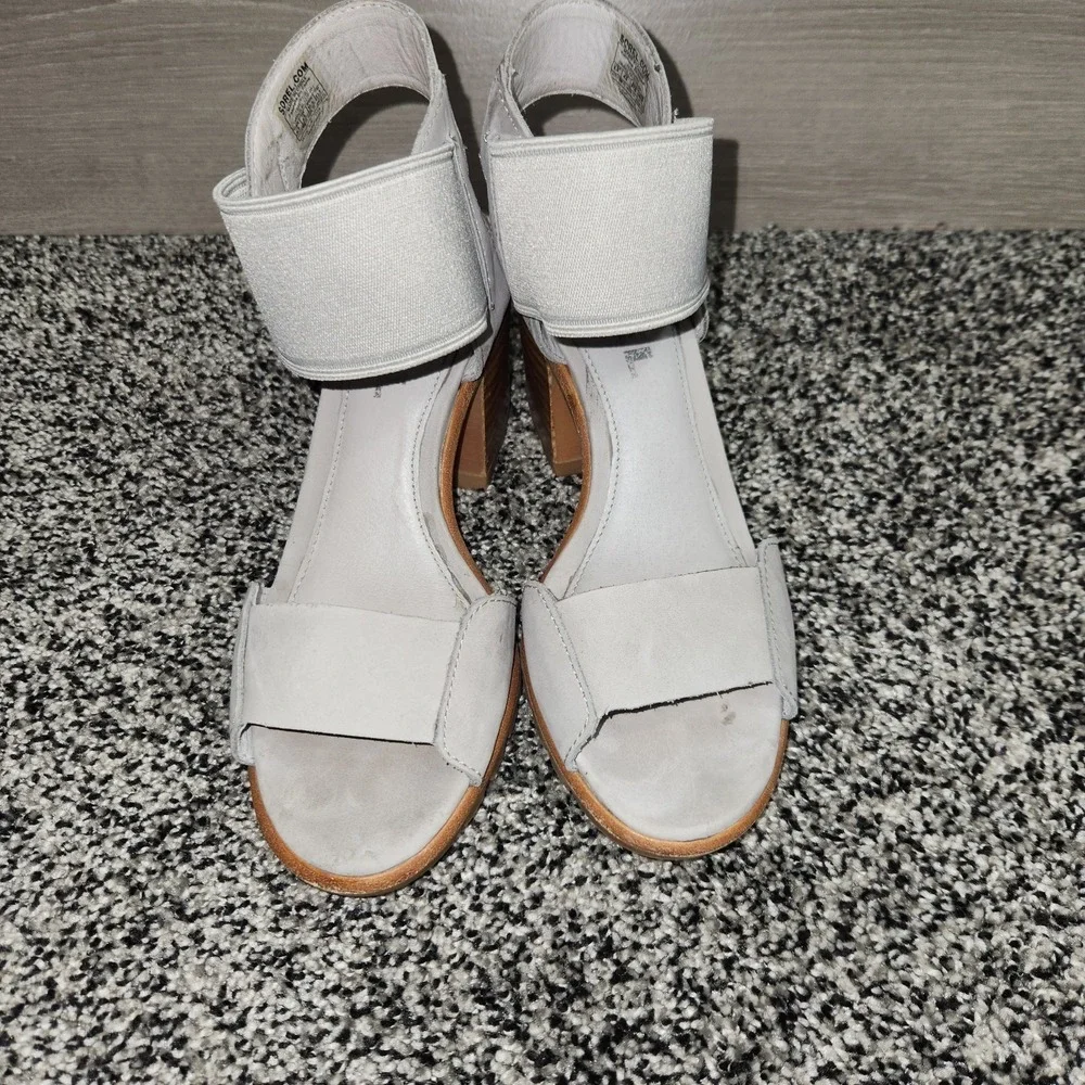 Sorel Nadia Sandal Grey Sz 6.5 Ankle Strap Elastic,Chunky Heel Lug Slip On Chic
